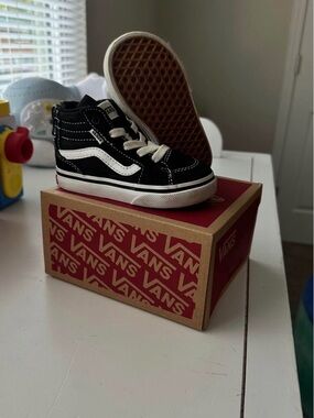 Vans Kids Black and White High-Top Skate Sneakers